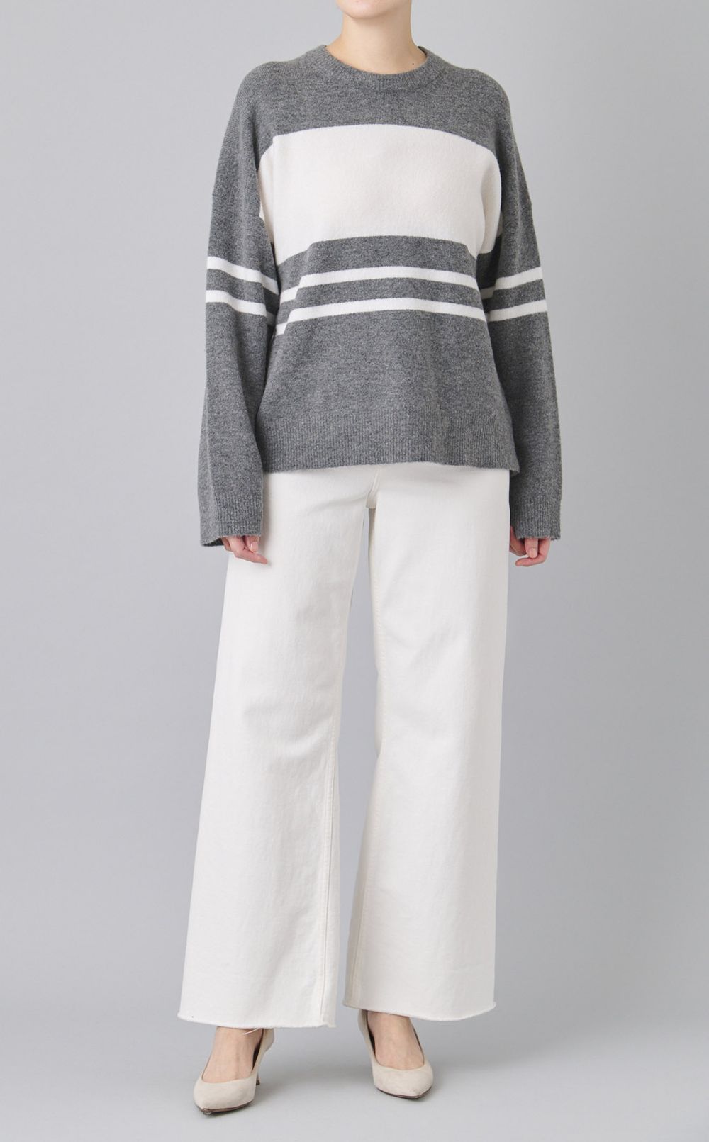 ランダムボーダーウールニット