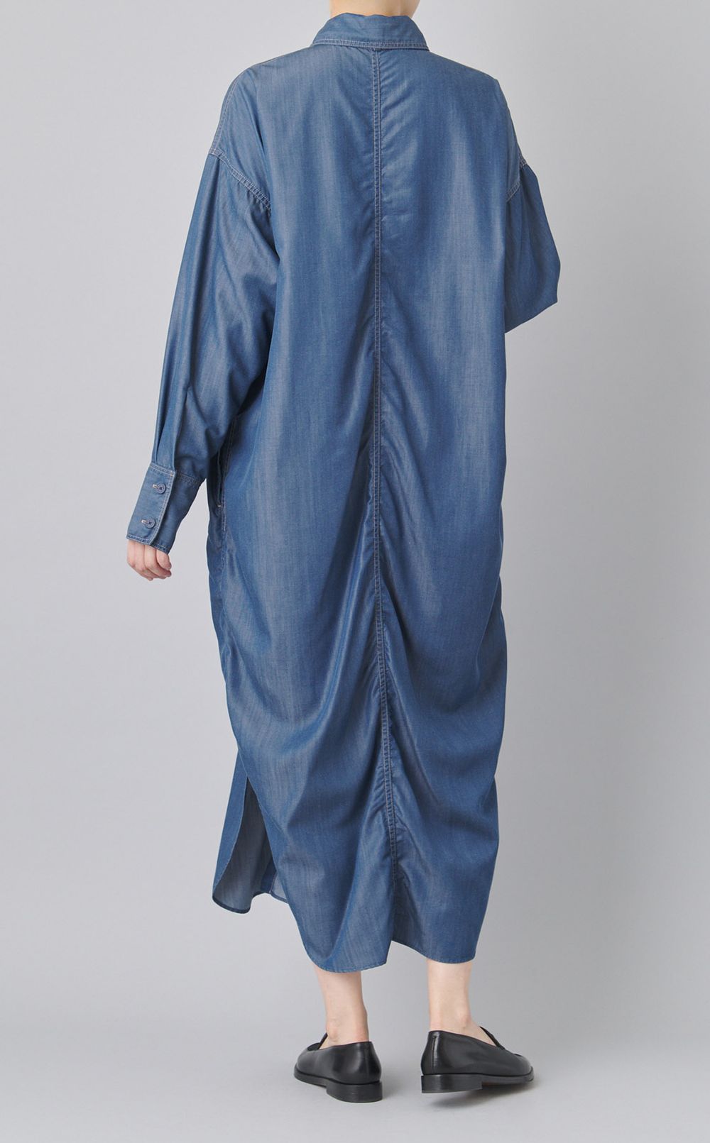 シャンブレータイ付きシャツワンピース