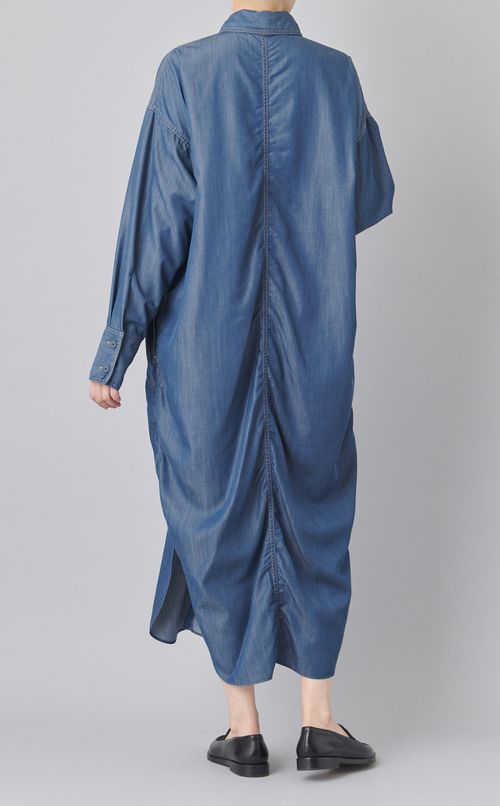 シャンブレータイ付きシャツワンピース