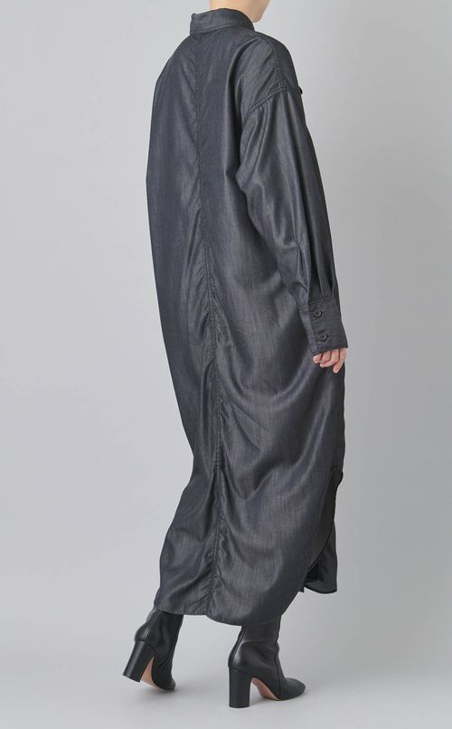 シャンブレータイ付きシャツワンピース