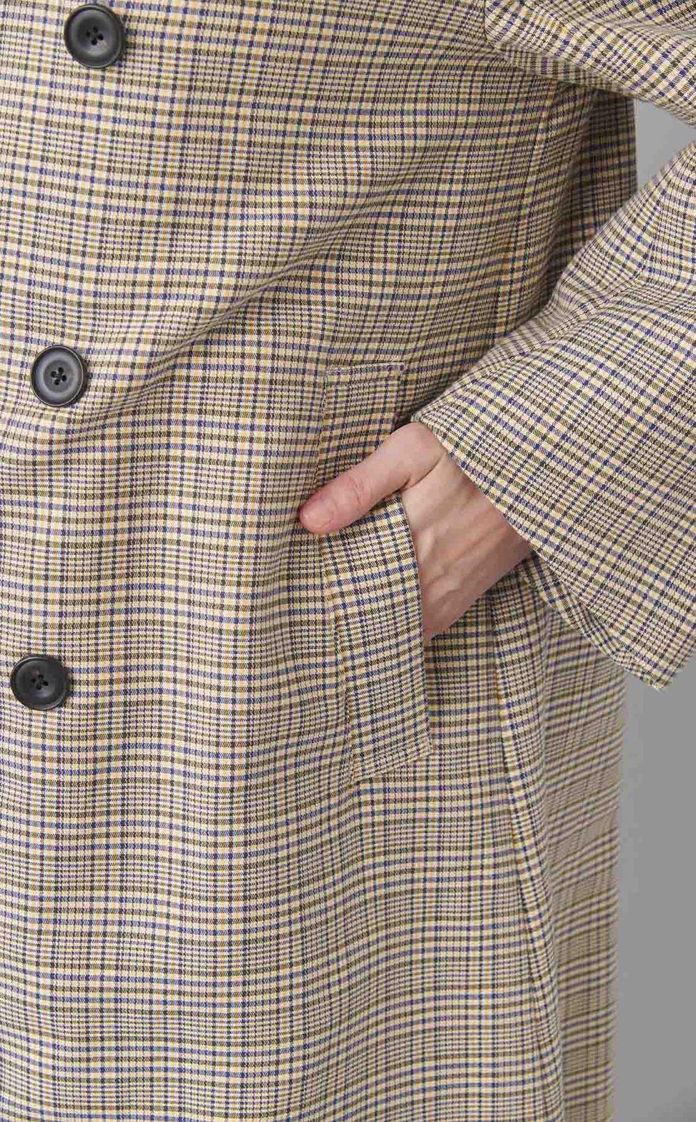 グレンチェックロングコート