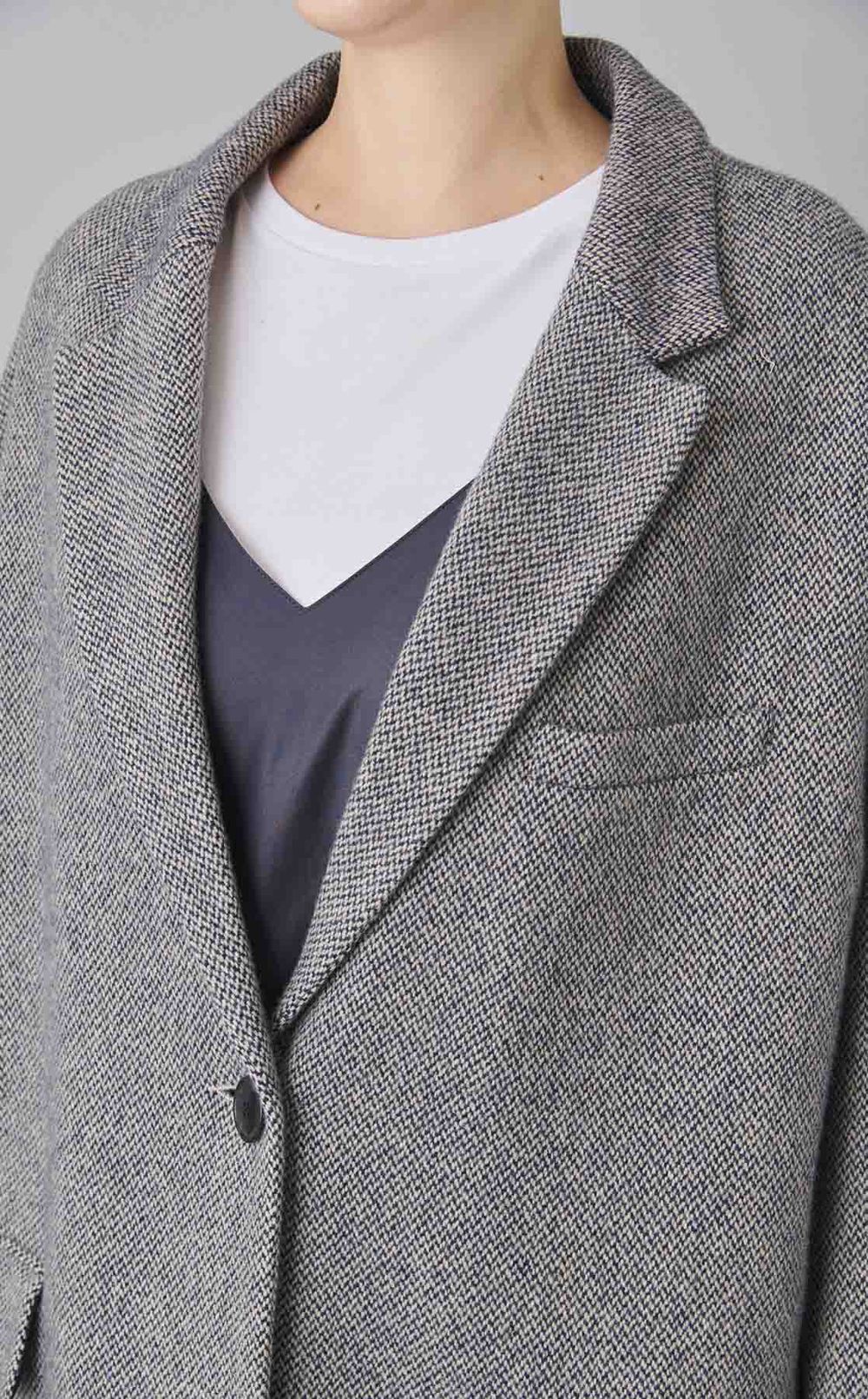 ウールヘリンボーンシングルコート