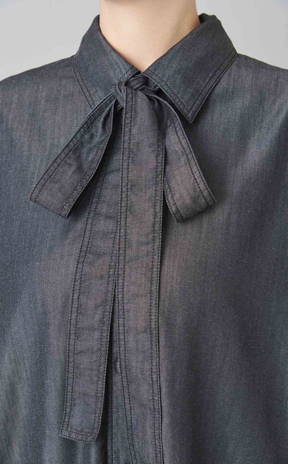 シャンブレータイ付きシャツワンピース