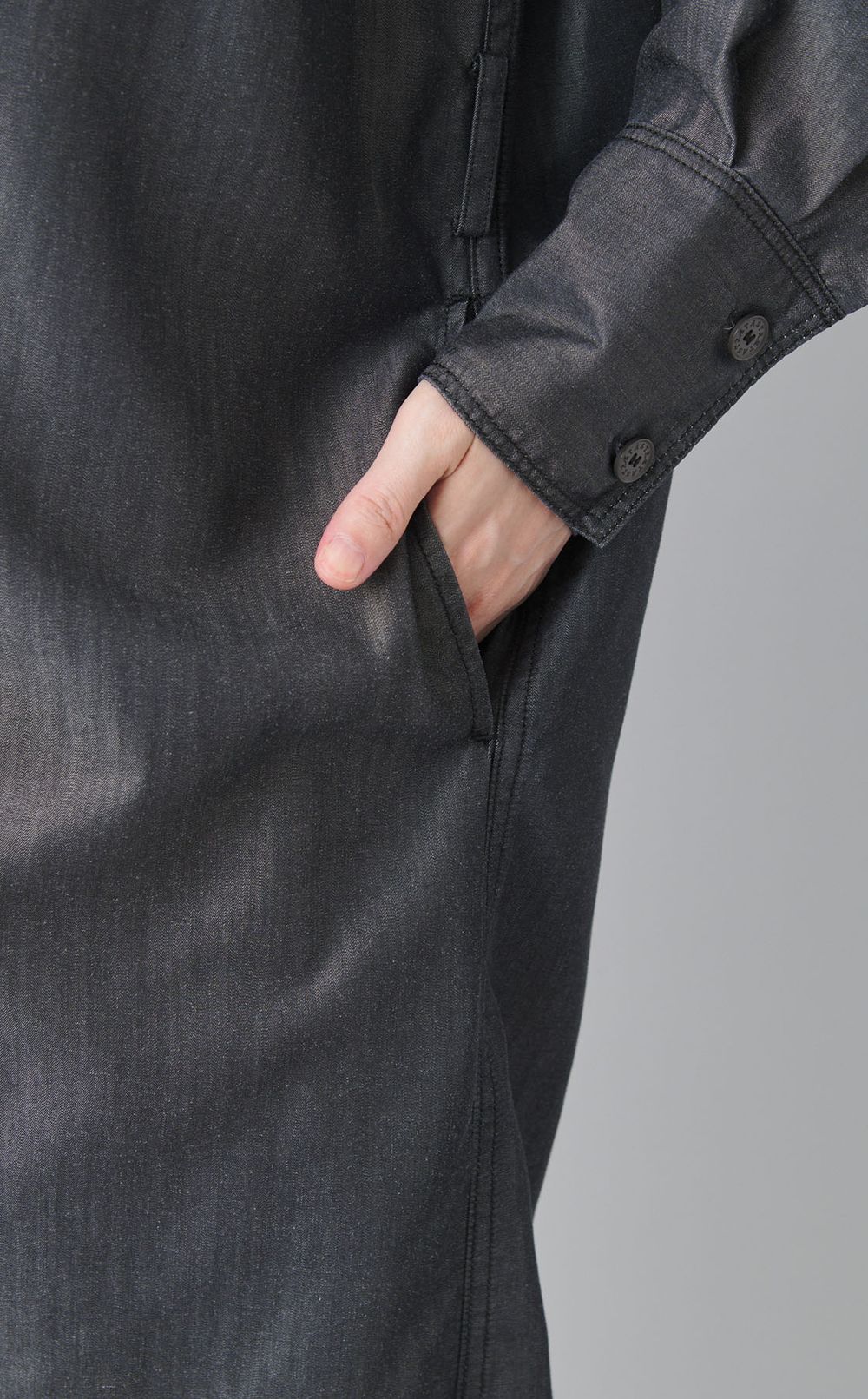 シャンブレータイ付きシャツワンピース