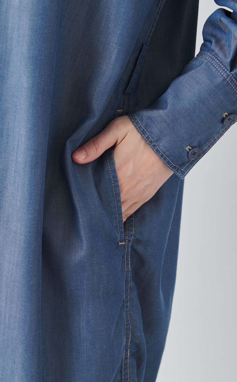 シャンブレータイ付きシャツワンピース