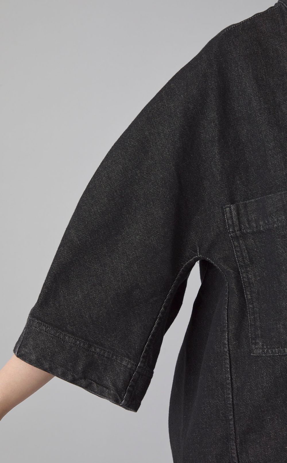 デニムノーカラーシャツジャケット