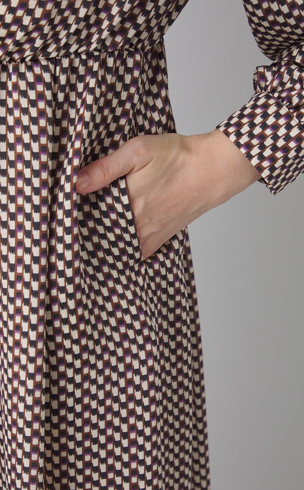 プリントウエストギャザーワンピース