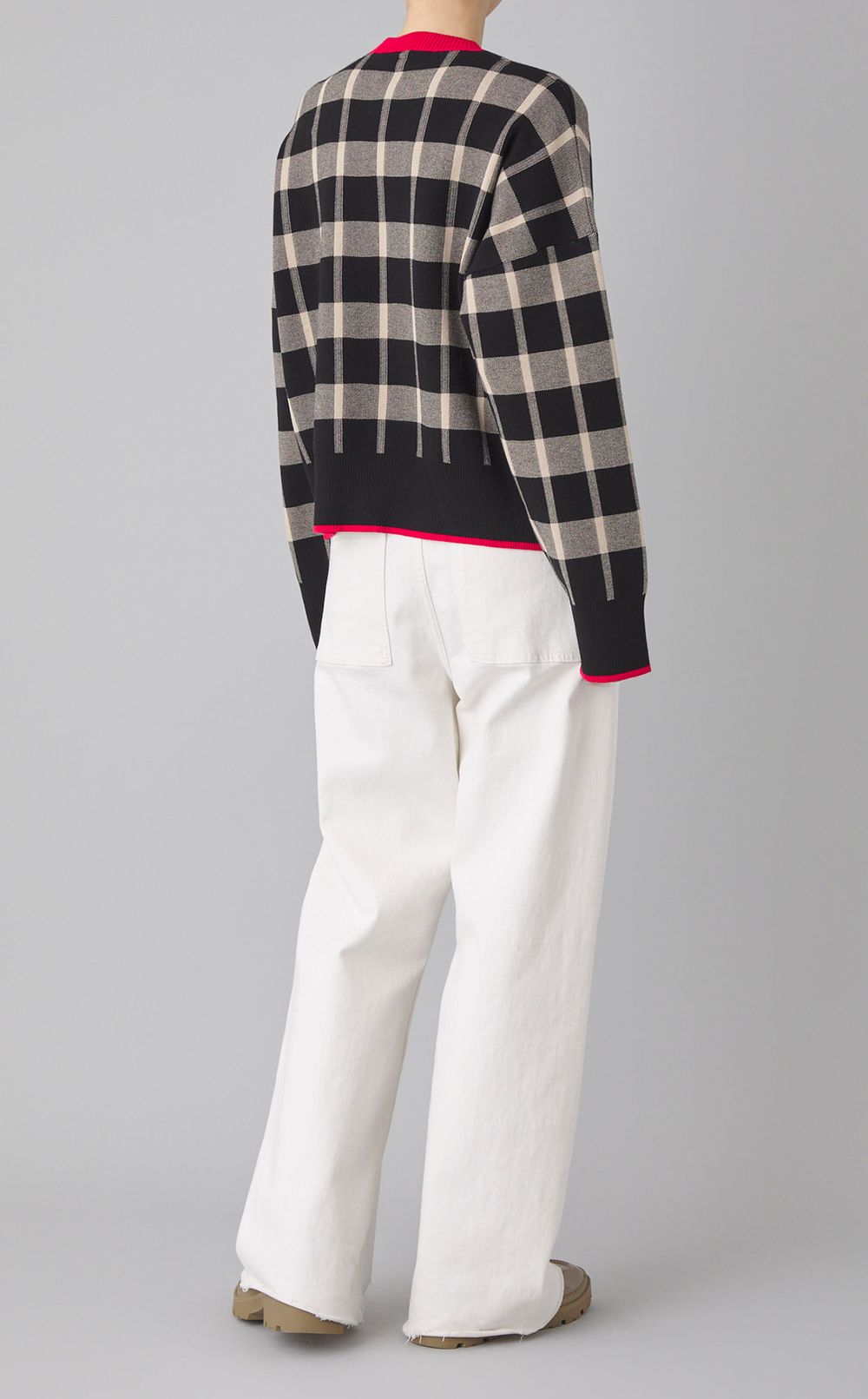 チェックプルオーバーニット