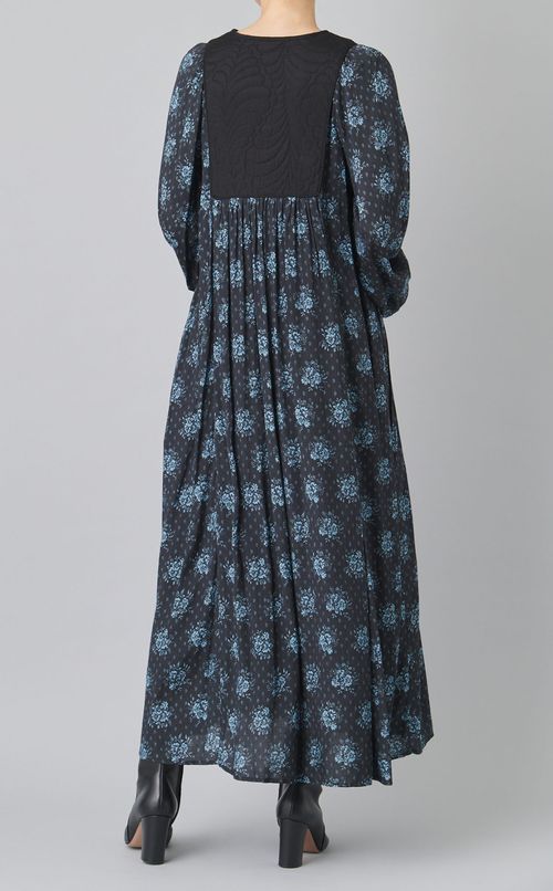 ジャガードポピープリントヨークワンピース