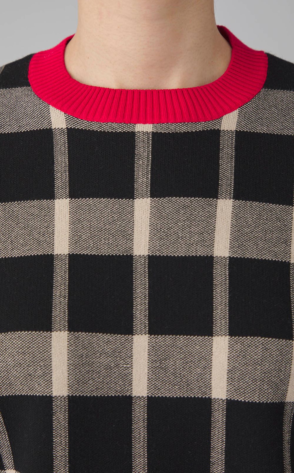 チェックプルオーバーニット