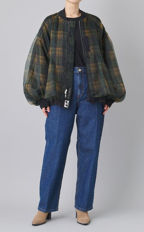 センタープレスリボンデニムパンツ