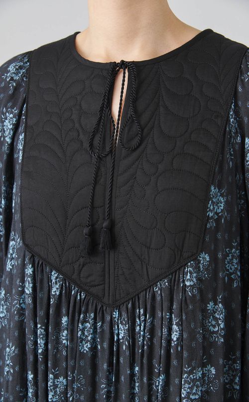 ジャガードポピープリントヨークワンピース