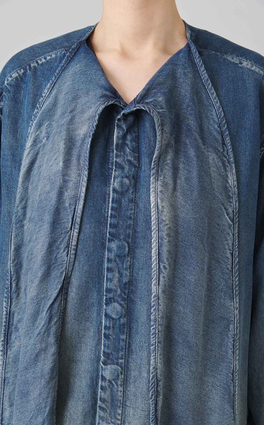 デニムボウタイブラウス