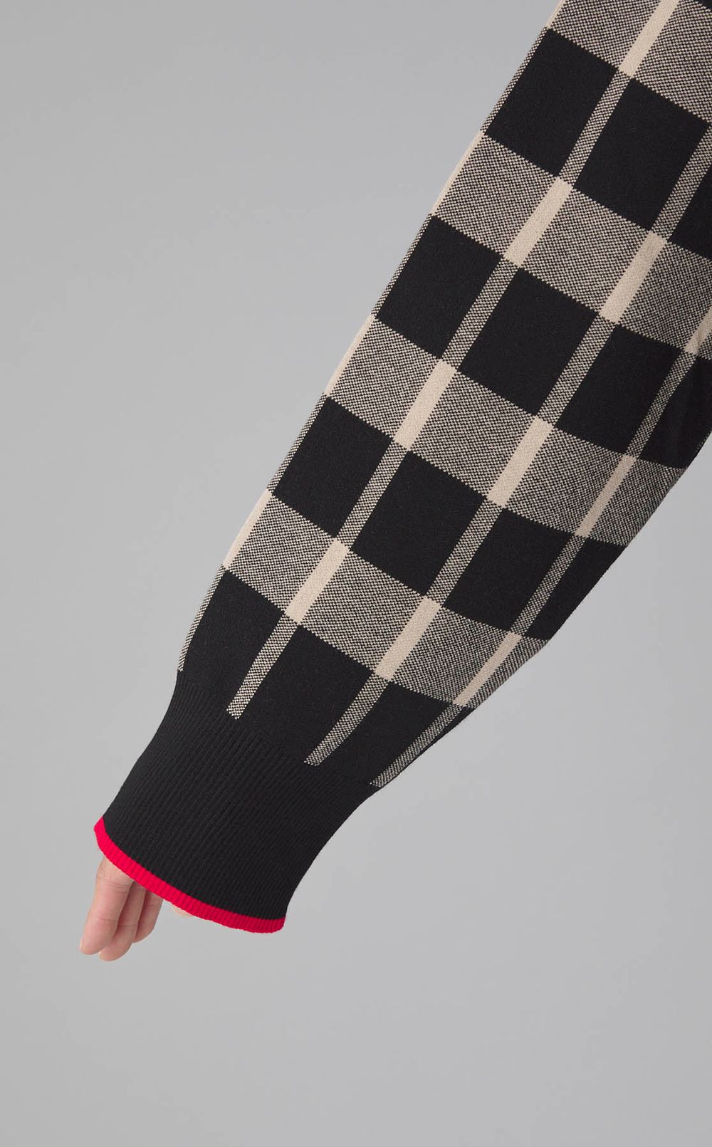 チェックプルオーバーニット