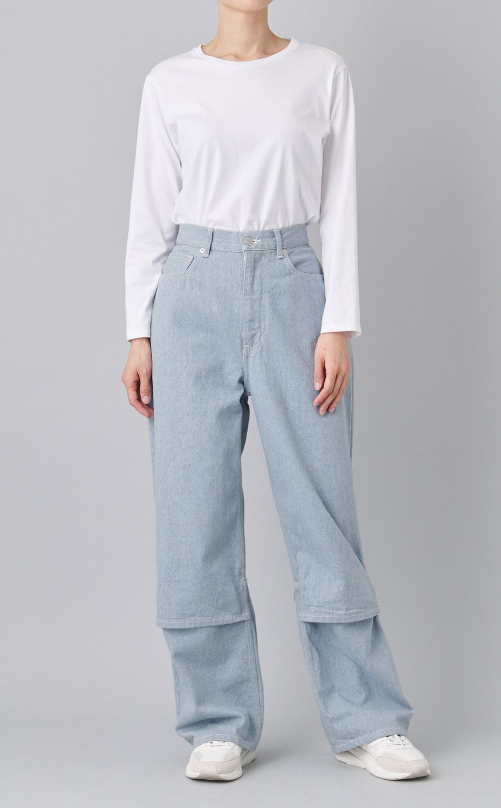 2wayフリップヘムリサイクルデニムパンツ