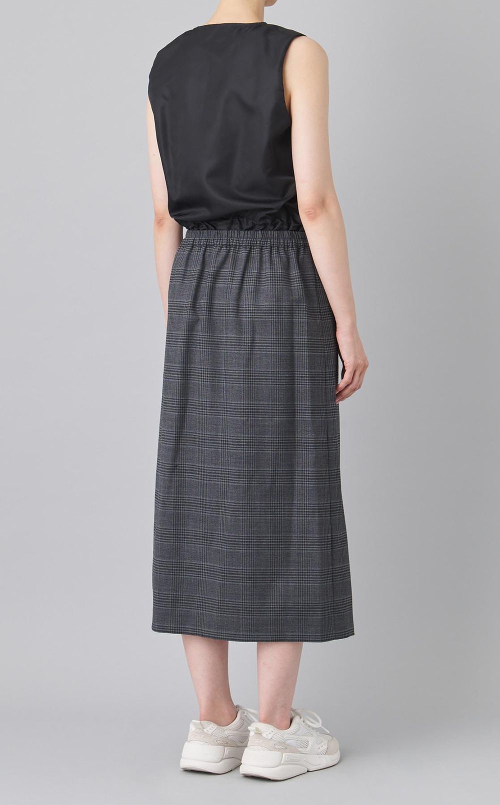 チェックサテンベストワンピース