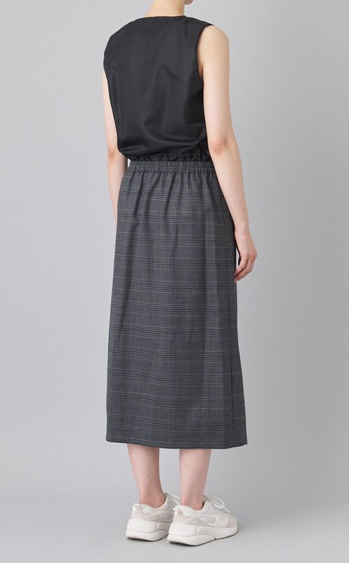 チェックサテンベストワンピース