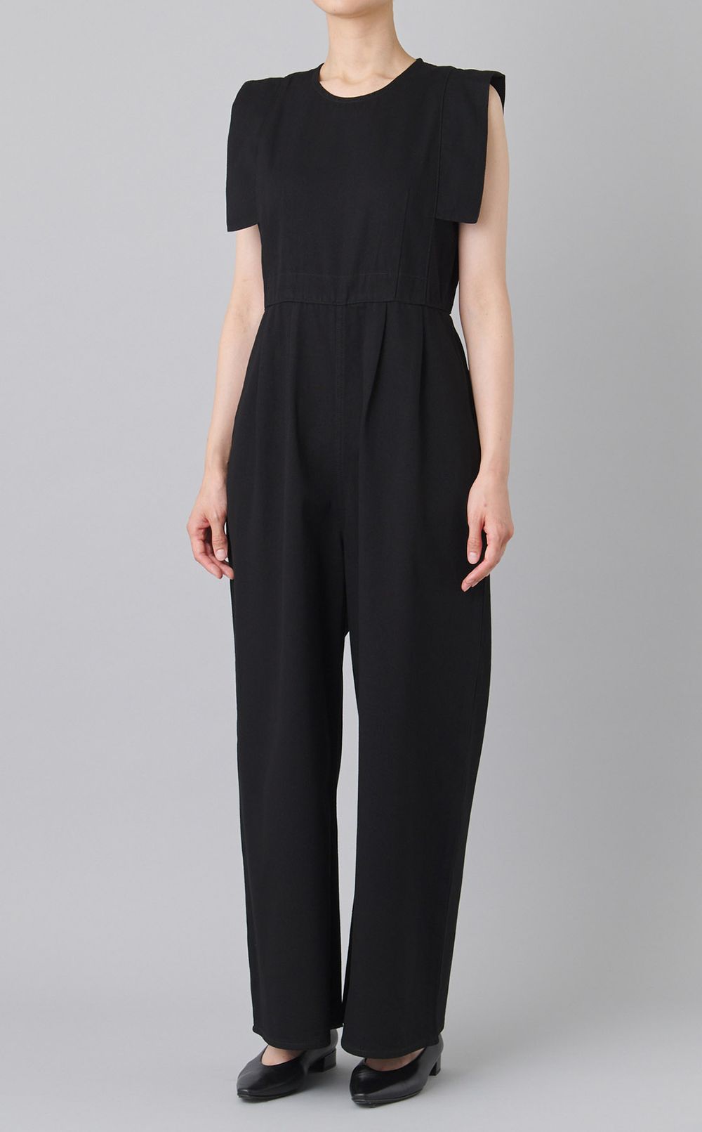 スクエアスリーブデニムオールインワン