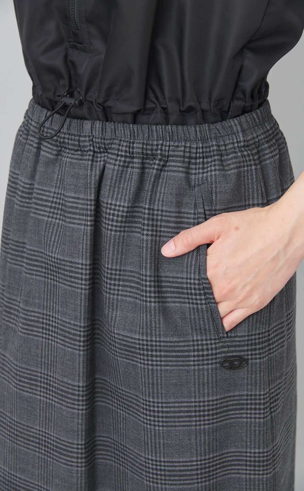 チェックサテンベストワンピース