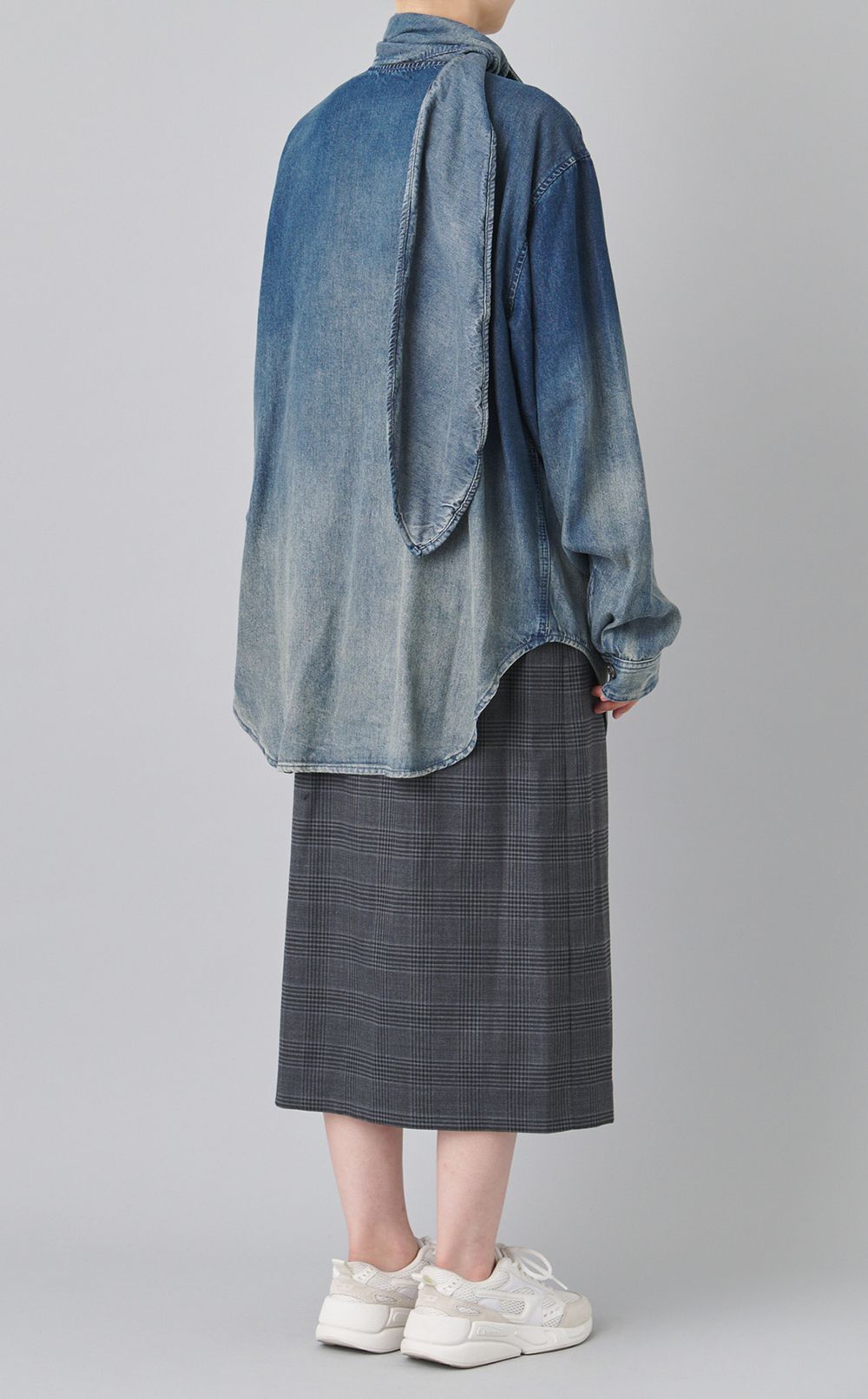 デニムボウタイブラウス