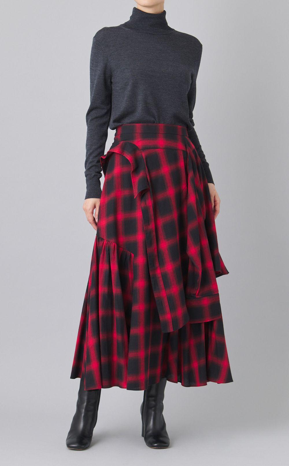 シャツドッキングチェックスカート