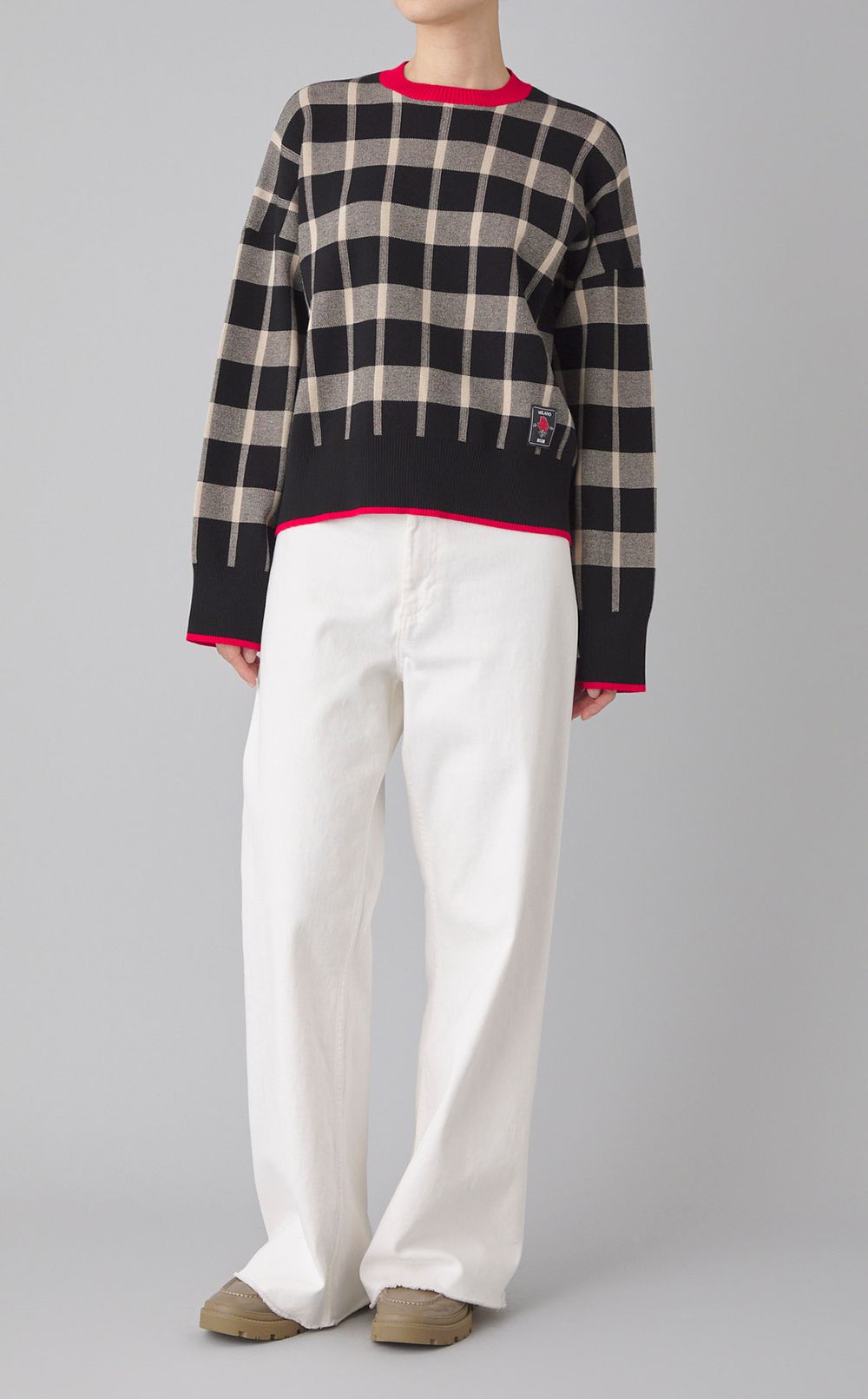 チェックプルオーバーニット