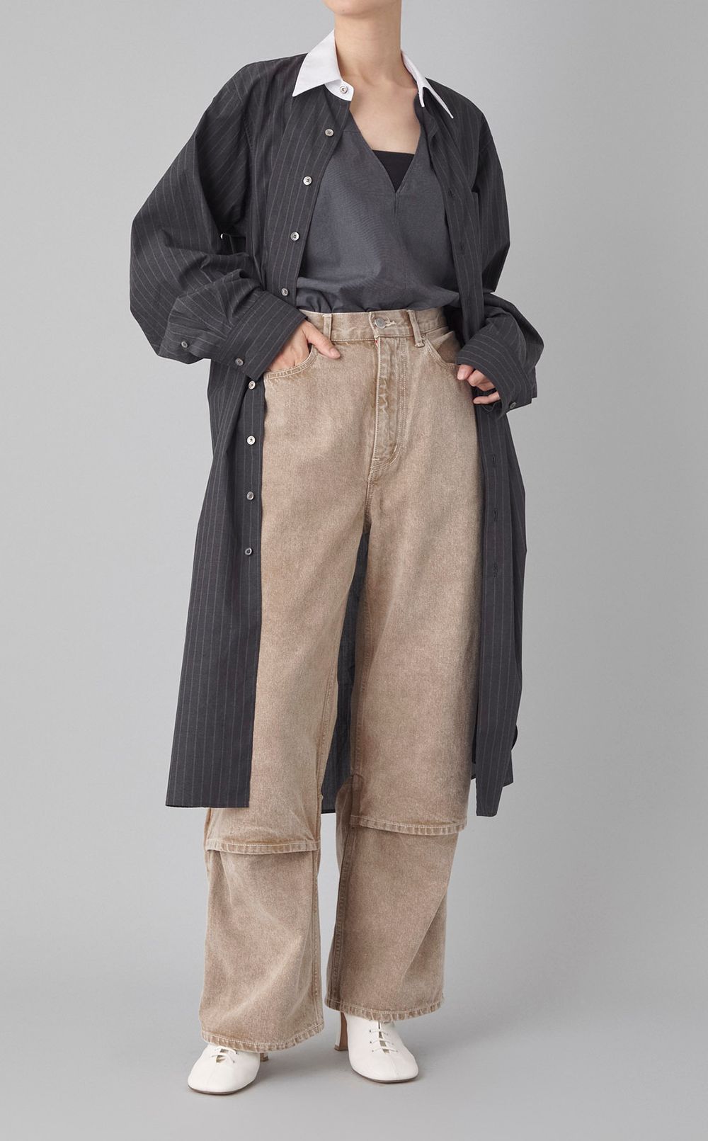 ダブルフロントコットンシャツワンピース