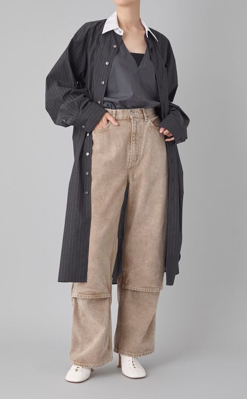 ダブルフロントコットンシャツワンピース