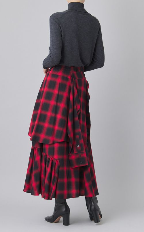 シャツドッキングチェックスカート