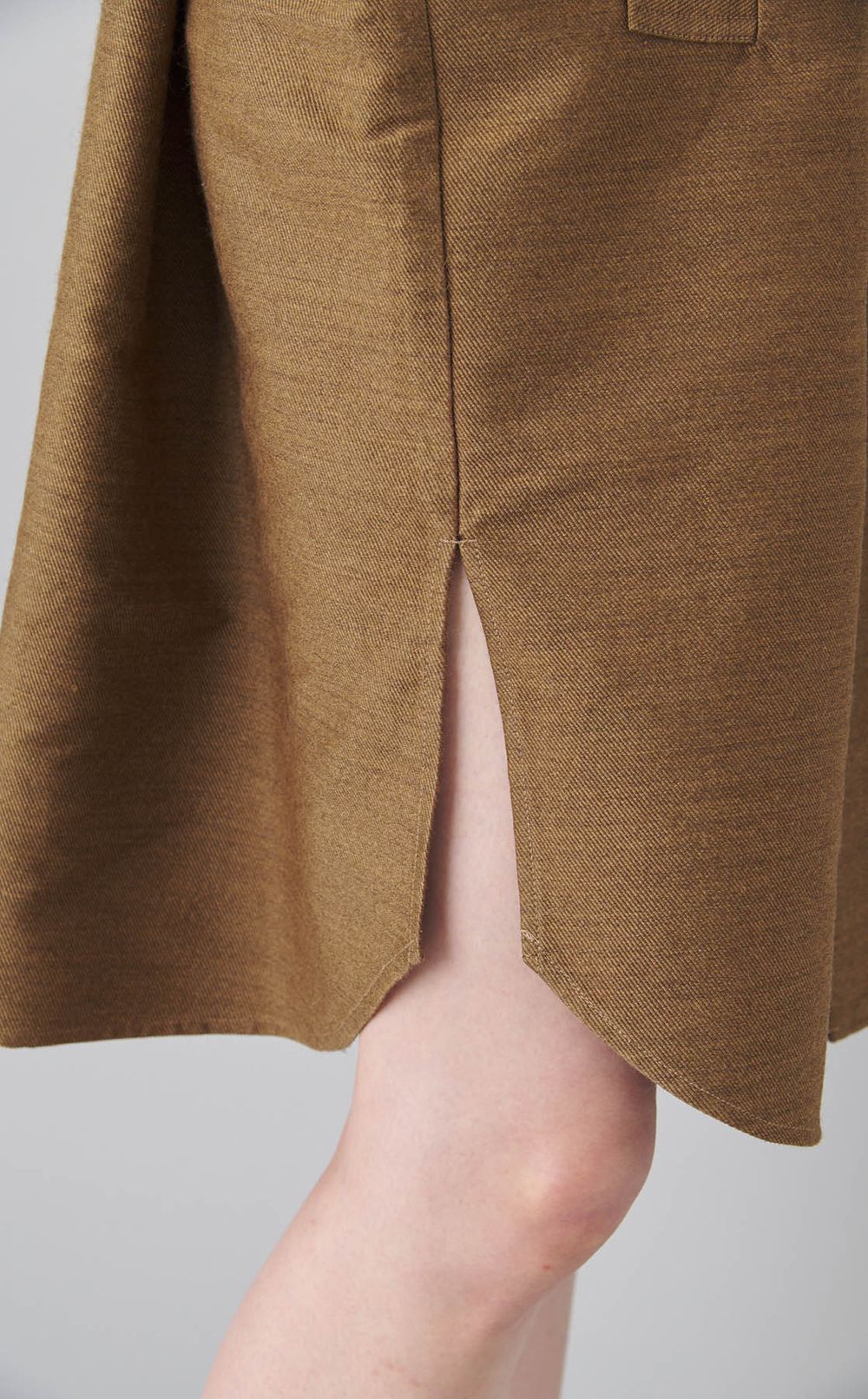 ウール混ベルテッドシャツワンピース