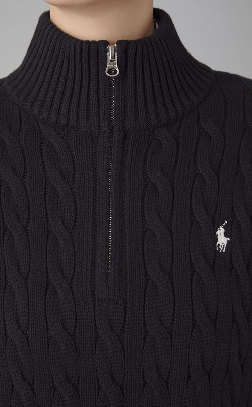 ジップアップケーブルニット