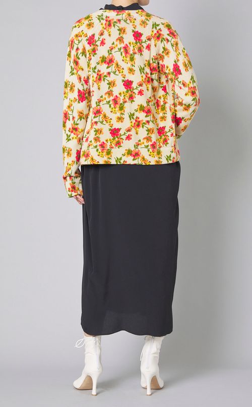 プリントコットンVネックカーディガン