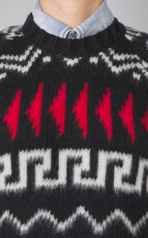 ウール柄入りクルーネックニット