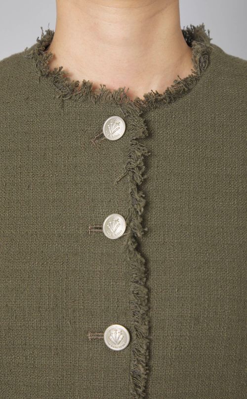 ノーカラーツイードフリンジジャケット