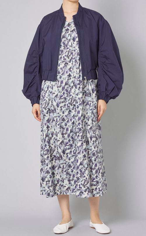 ベルト付ボタニカルプリントワンピース