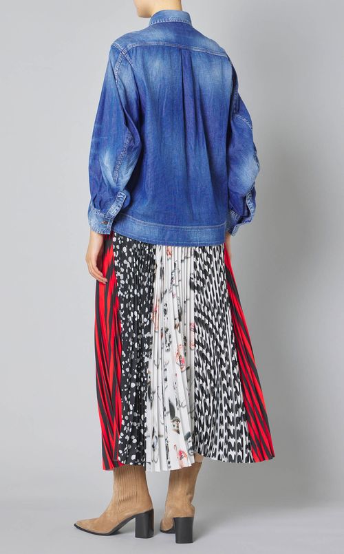 ギャザースリーブウォッシュドデニムシャツ