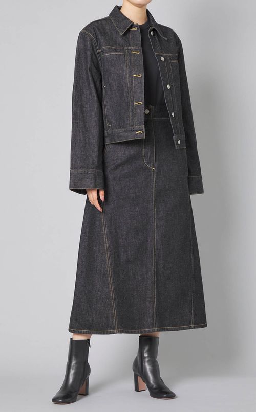 ウォッシュドブラックデニムブルゾン