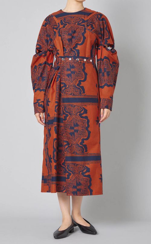 プリントウエストスナップワンピース