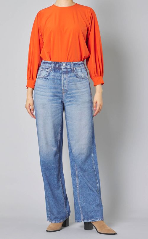 デニムプリントワイドレッグパンツ