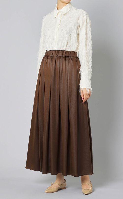 グロッシーサテンギャザースカート