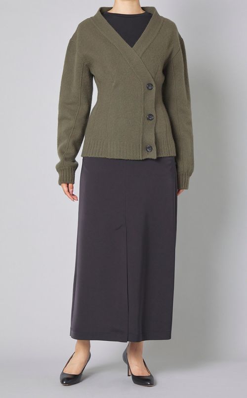ウールVネックラップカーディガン