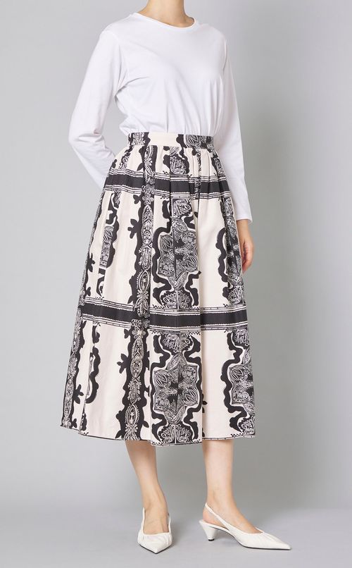 プリントコットンギャザースカート