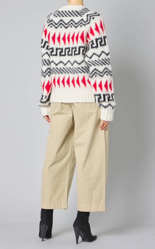 ウール柄入りクルーネックニット