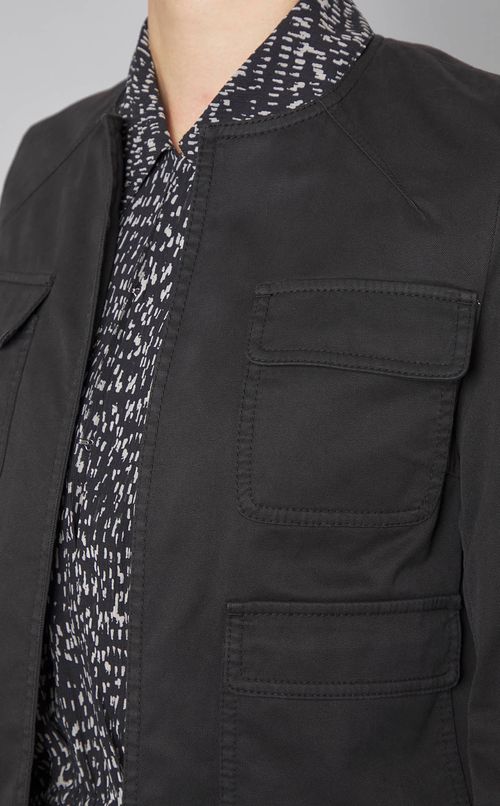 コットンノーカラージャケットブルゾン