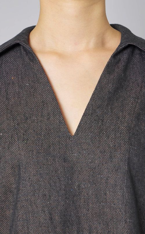 リネンコットンツイルスキッパーワンピース