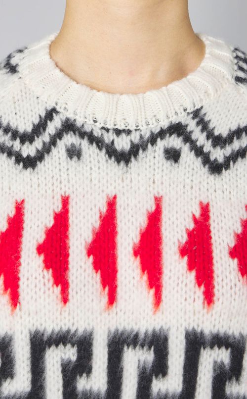 ウール柄入りクルーネックニット