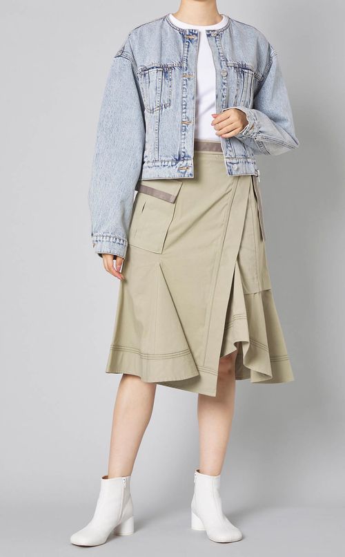 ノーカラークロップドデニムブルゾン