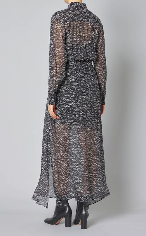 モノトーンプリントシャツワンピース