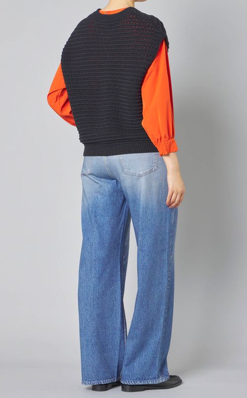 コットンフロントボタンベスト