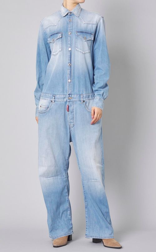 ウォッシュドデニムオールインワン